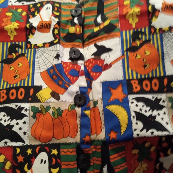 Halloween Vest Patchwork Print 1X by Basic Edition Made in China Cotton/Acetate - Picture 2 of 4